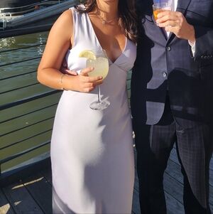 Abercrombie light purple plunge back dress